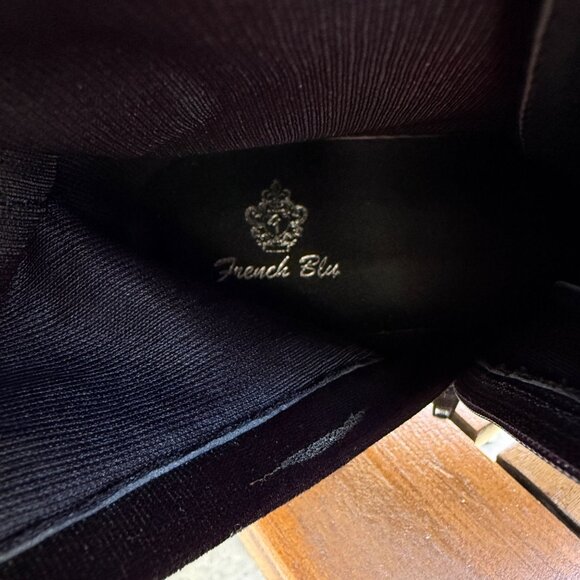 French Blu Black Velvet Lace-Up Ankle Boots With Side Zipper size 40 - Picture 5 of 6